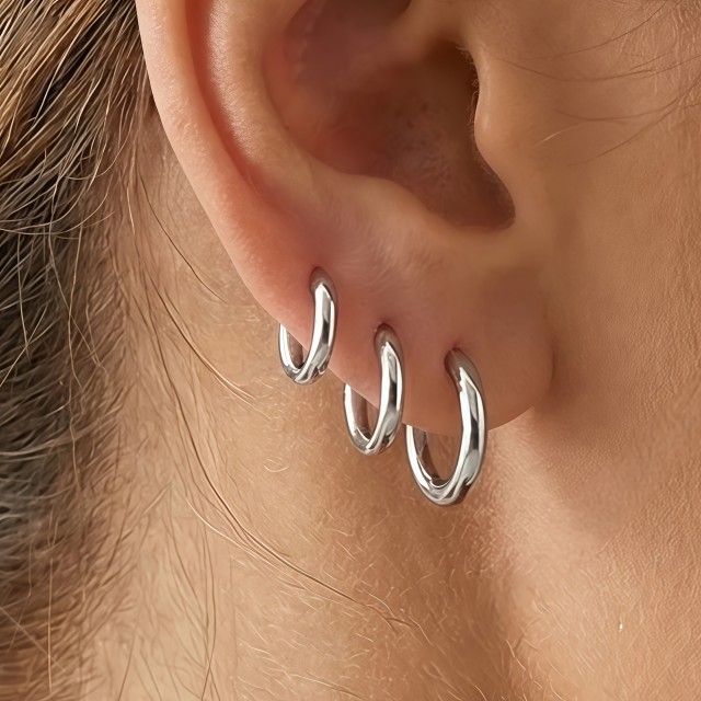 Komplet 3 parov okroglih uhanov