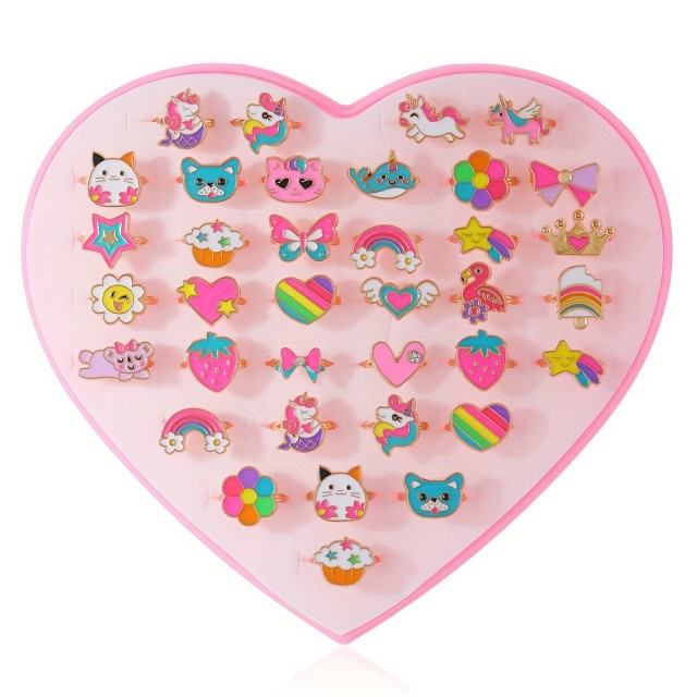 Komplet 36 nastavljivih otroških prstanov 