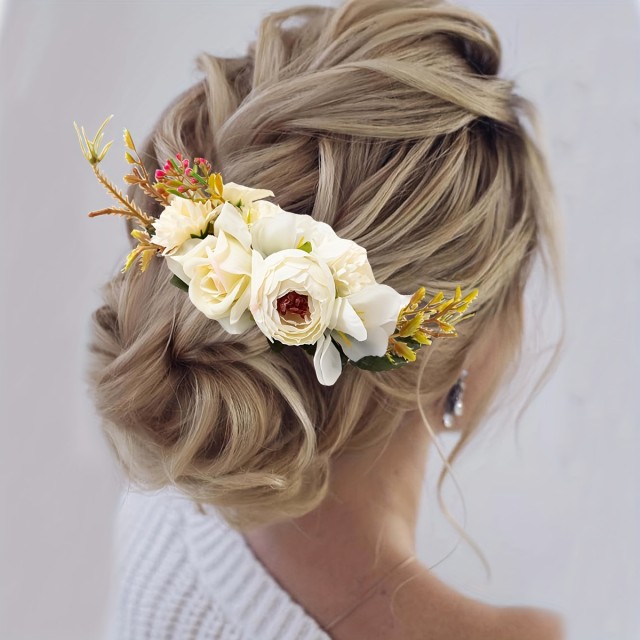 Boemski cvetlični dodatek za lase z glavnikom
