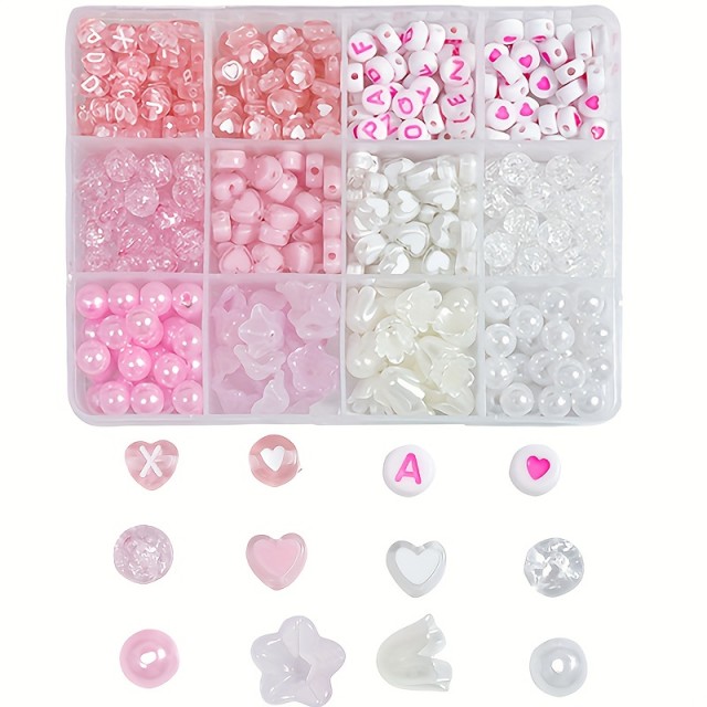 Komplet za izdelovanje nakita v roza barvi 400 kosov 