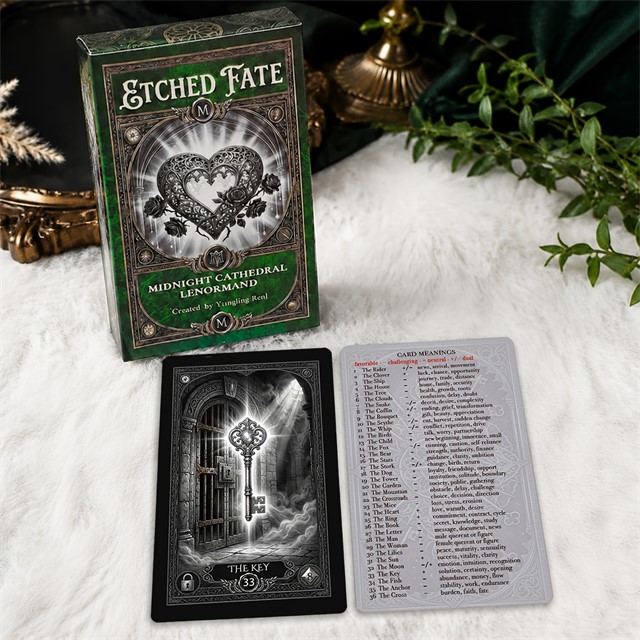 Lenormand karte Usoda polnočne katedrale – komplet 38 kart z vodičem