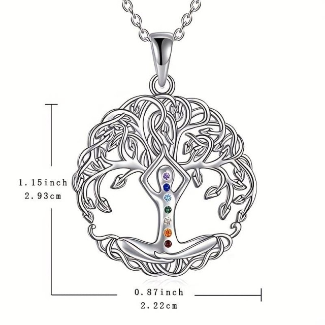 Verižica z obeskom drevesa in kamni sedmih čaker