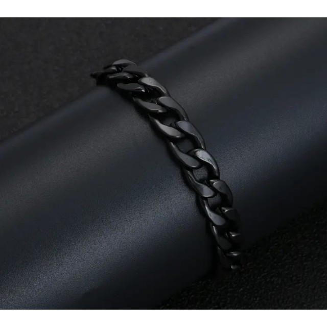 Črna moška zapestnica z verigo