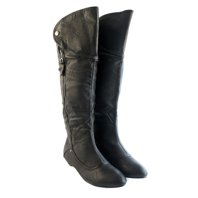 Visoki ženski škornji s peto, črni