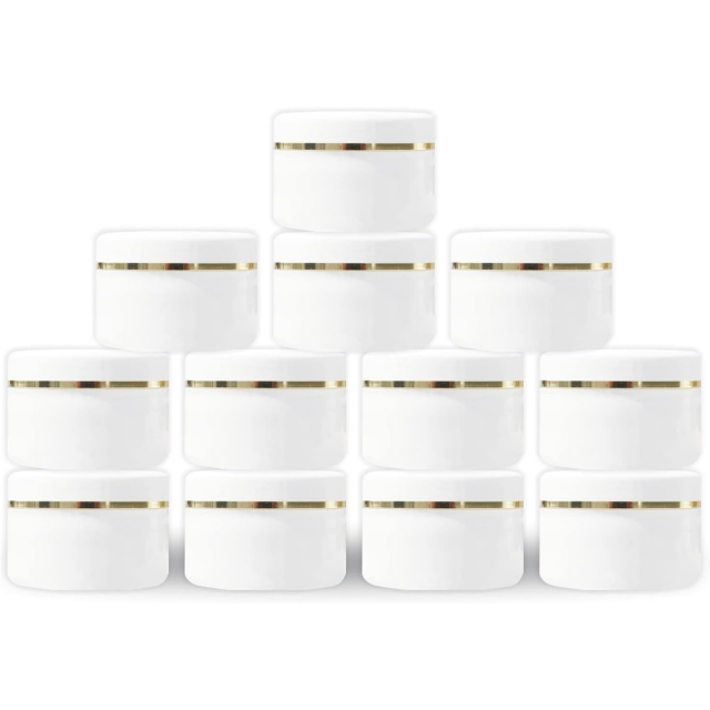 Bela plastična kozmetična posodica s kupolastim pokrovom 100ml