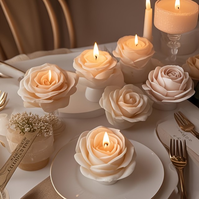 2 kosa 3D Silikonski modeli za sveče s cvetnim motivom