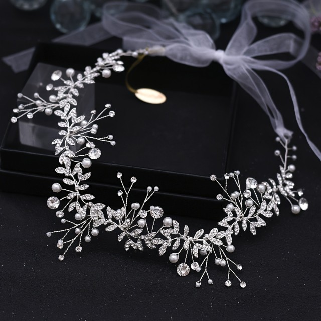 Razkošen poročni trak za lase za zavezati