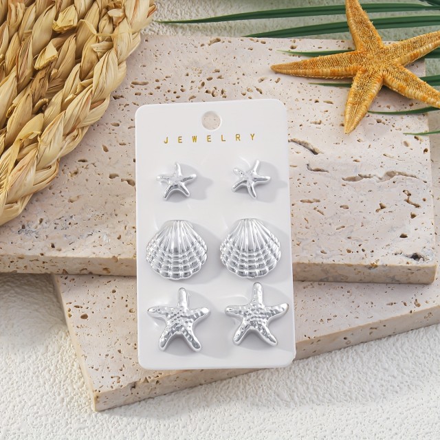 Komplet 3 parov poletnih vtičnih uhančkov, 2 barvi 