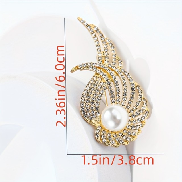 1 kos elegantne zlate broške s perličnim dodatkom 