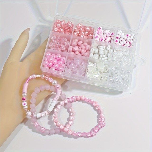 Komplet za izdelovanje nakita v roza barvi 400 kosov 