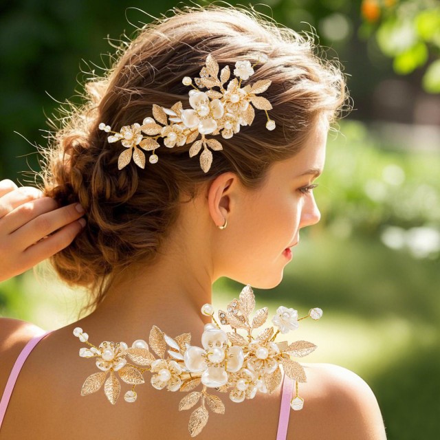 Vintage poročna sponka za lase s cvetnim dizajnom