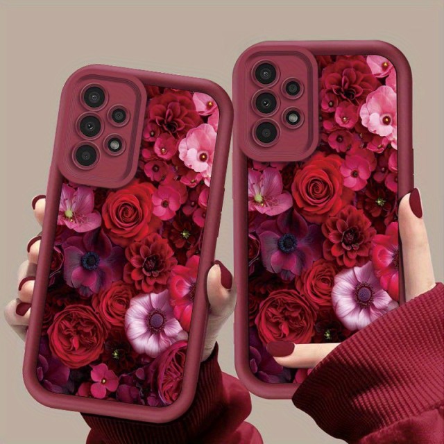 Rdeč cvetlični ovitek za telefon Samsung Galaxy A35