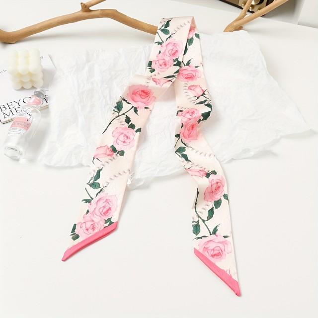 Eleganten svilen šal v cvetličnem potisku