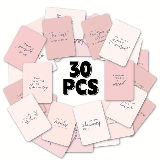 30 kosov Inspiracijskih Kartic z Afirmacijami - Pastelno Rožnate Motivacijske Kartice 