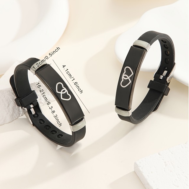 Komplet 2 zapestnic z motivom povezanih src – svetita v temi