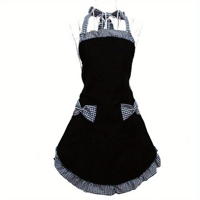 Vintage črno beli predpasnik s karirastim vzorcem