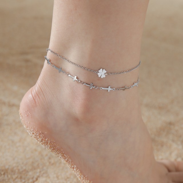 Zapestnica za nogo s štiriperesno deteljico