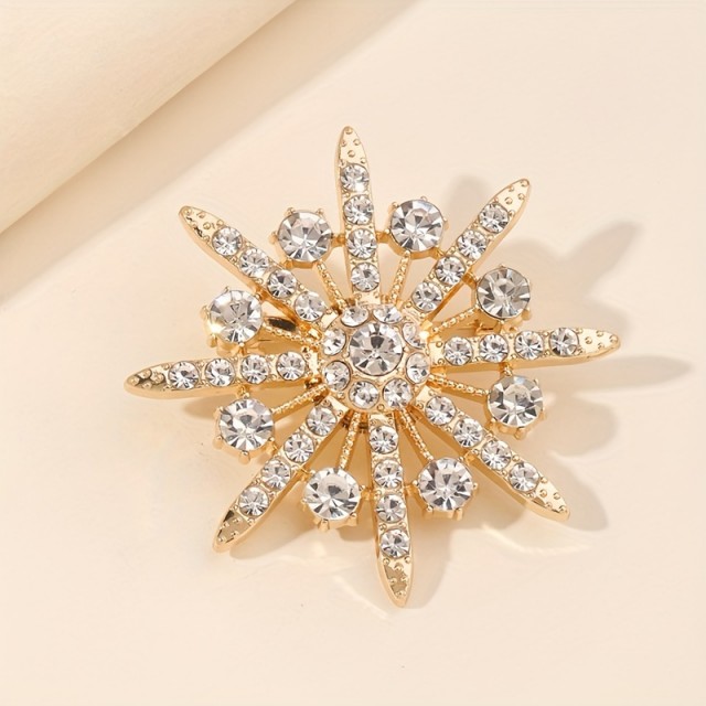 Elegantna osmerokotna zvezda broška z bleščečimi kamni 2 barvi 