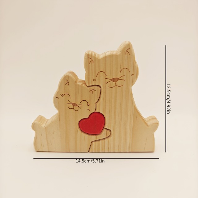 Personalizirana lesena mačja sestavljanka VAŠA DRUŽINA