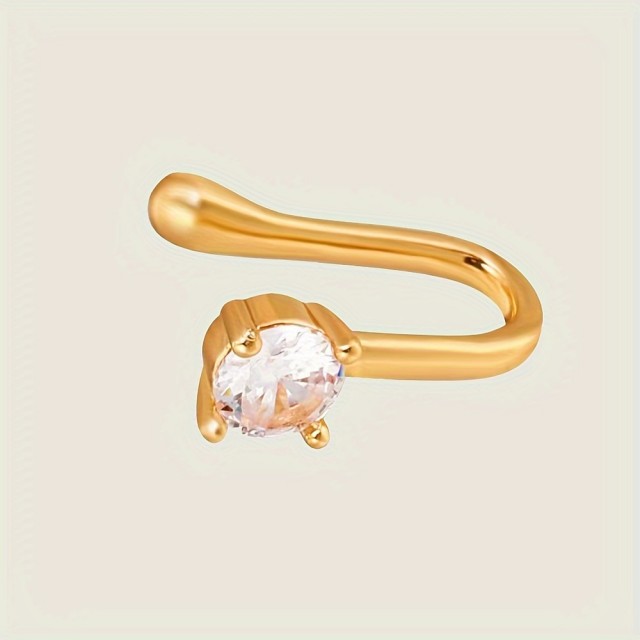 Fake uhan za nos v zlati barvi s cirkonom