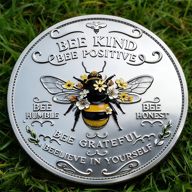 Motivacijski kovanec s čebelo za pozitivnost in srečo