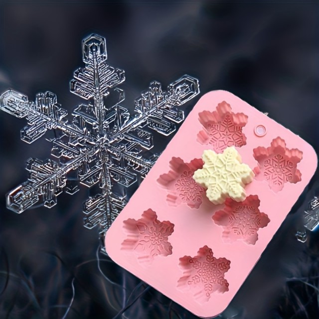 Silikonski model s 6 snežinkami za izdelavo sveč/mil