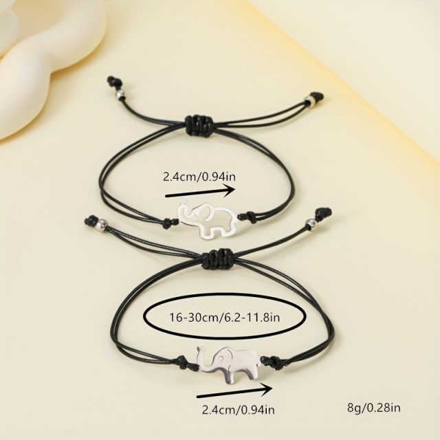 Komplet dveh zapestnic s sloni in posvetilom za mami in hči