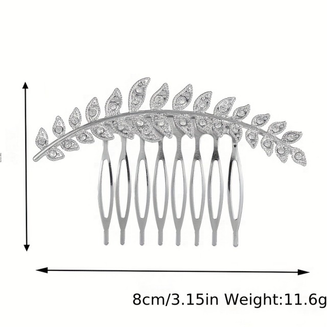 Elegantni lasni glavniček z bleščečimi kristali – motiv listka