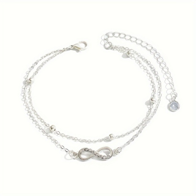 Zapestnica za nogo srebrne barve infinity obesek