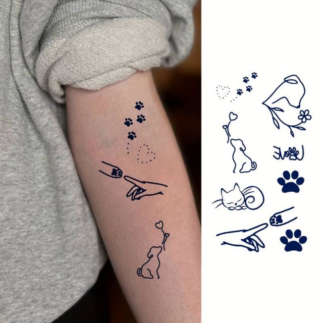 Komplet 4 tatu nalepk z muco in tačkami