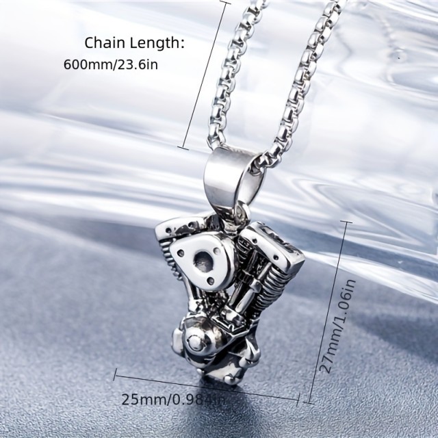 Moška verižica iz titanovega jekla z obeskom mašine