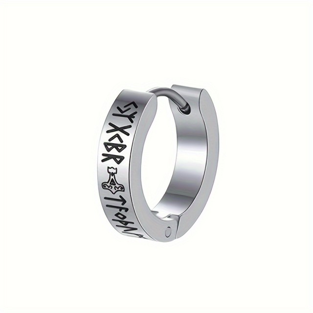 Moški okrogli uhani z vikinškimi motivi 