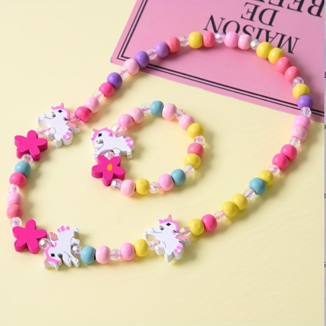 Očarljiv otroški komplet s samorogom verižica uhani