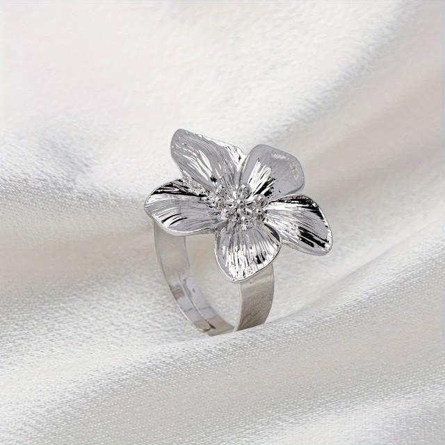 Ženski prilagodljiv prstan, preprost cvetni dizajn 2 barvi