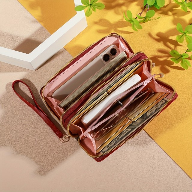 Vintage črna ženska denarnica z dvojno zadrgo