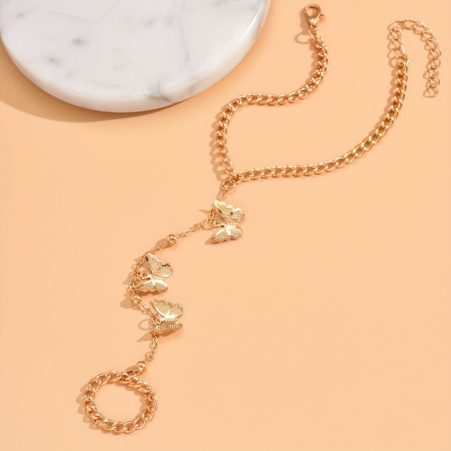 Ženska zapestnica & prstan v enem z metulji