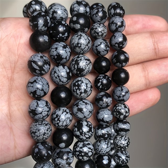 Snežni obsidian perle – 50 kosov