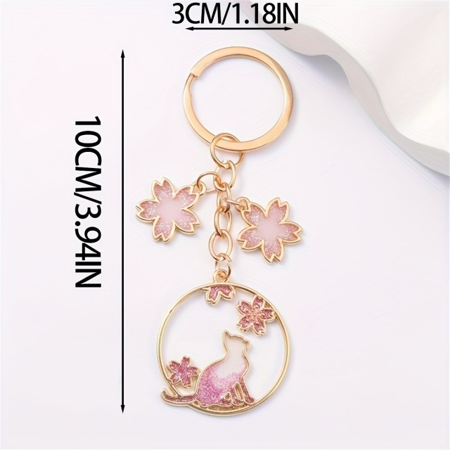 Obesek za ključe z rožami in mucko