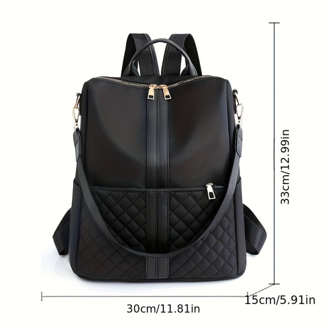 Šik ženski usnjen nahrbtnik v črni barvi