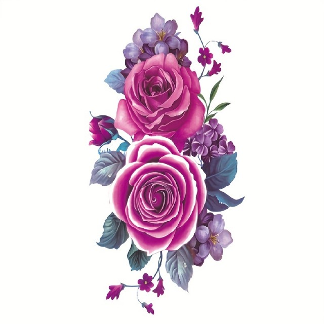 Vodoodporna začasna tetovaža cvetočih rož