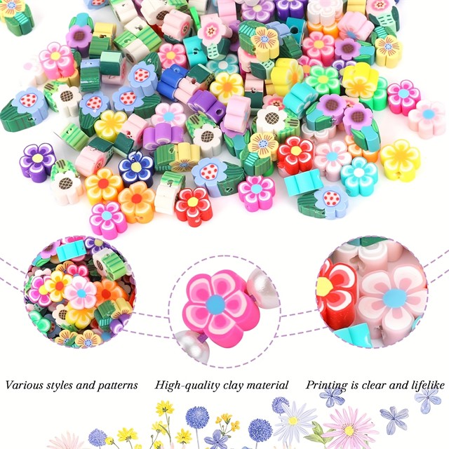 Fimo perle rožice mix – komplet 50 kosov