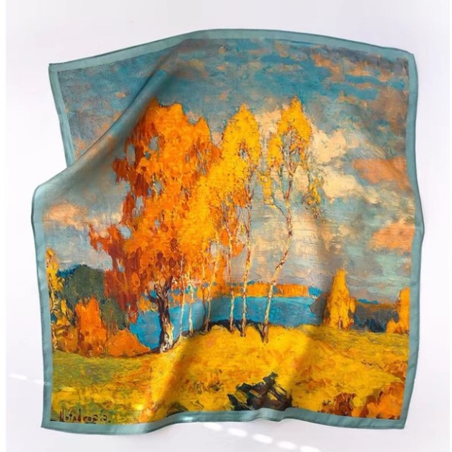 Elegantna kvadratna ruta z umetniškim jesenskim motivom