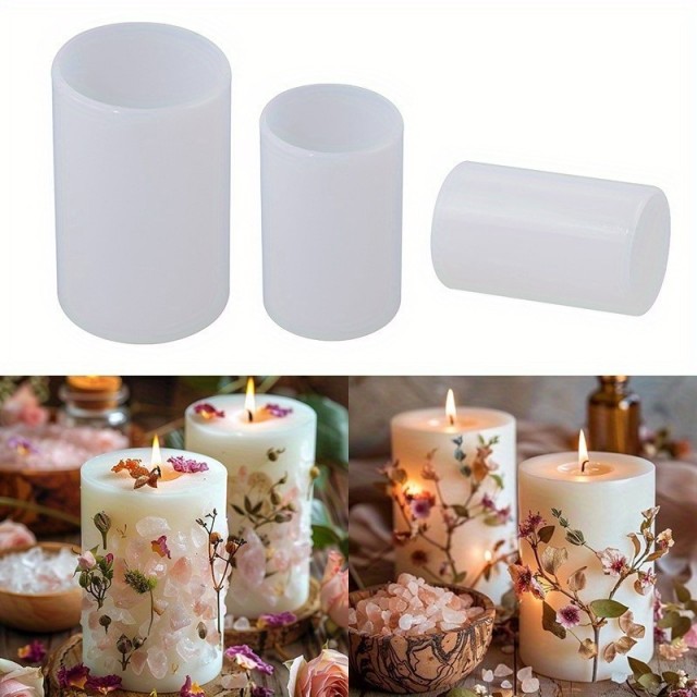 Komplet 5 cilindričnih silikonskih kalupov za sveče
