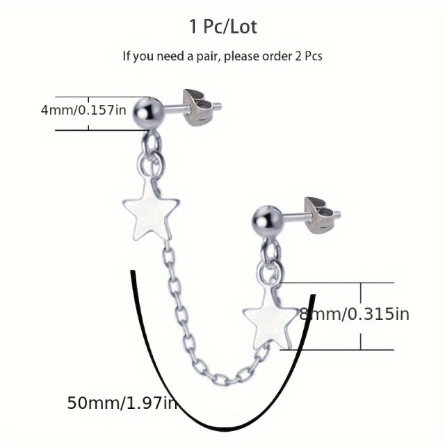 Šik viseči uhan z dvojnimi zvezdami