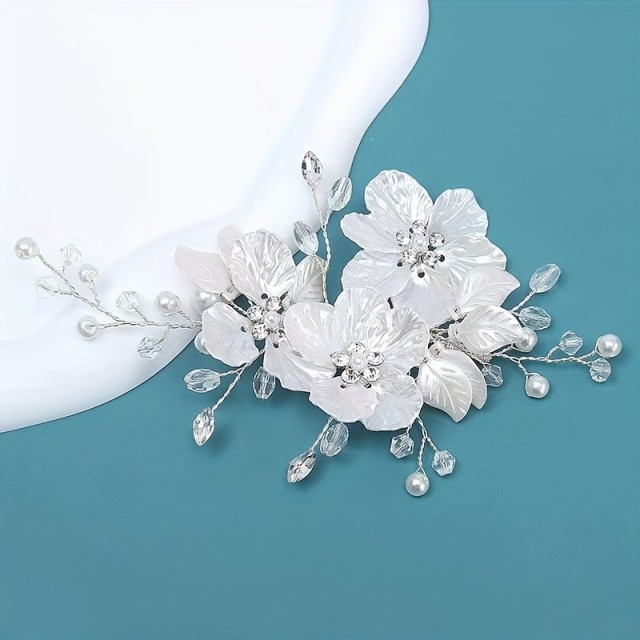 Elegantni poročni glavnik za lase, cvetlični dizajn 