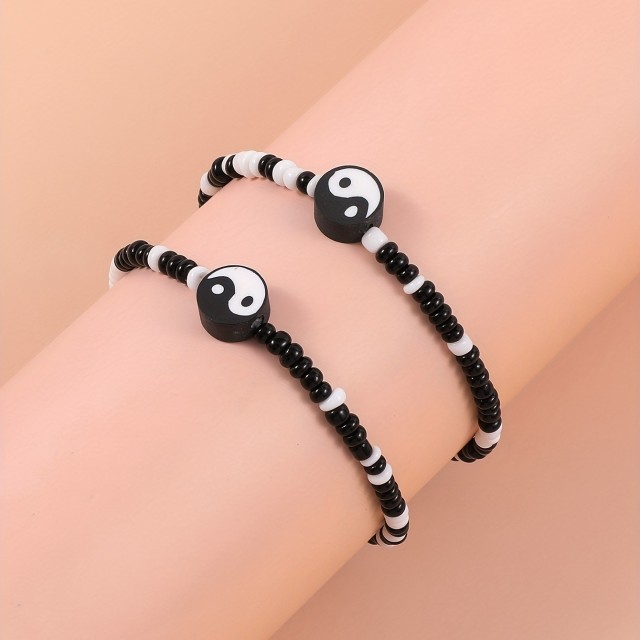 Komplet 2 zapestnic za nogo  Yin Yang 