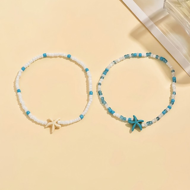 Komplet 2 zapestnic za nogo z morskimi zvezdicami