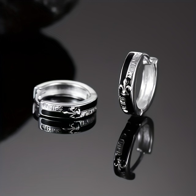 Moški uhani iz nerjavečega jekla s simbolom fleur-de-lis