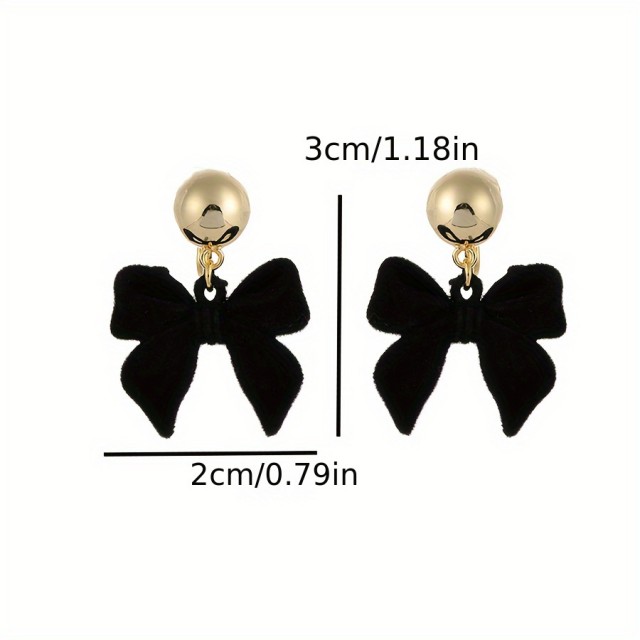 Šik uhani s črno pentljo viseči