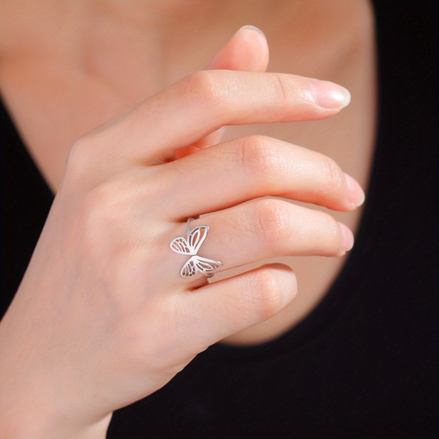 Prstan iz nerjavečega jekla v obliki metulja
